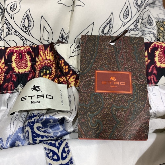 NWT Etro Patchwork printed silk wide-leg Italian made trousers Sz 42 - Picture 14 of 16